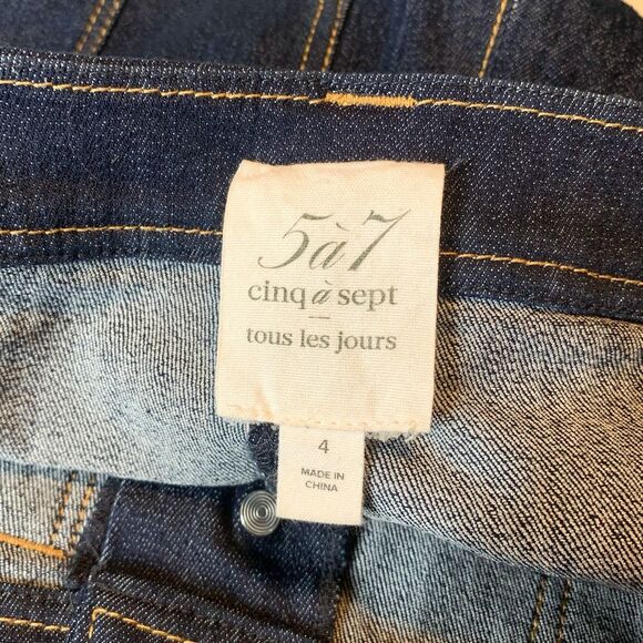 Cinq a Sept Benji Wide Leg Jeans 4 Indigo Blue High Waist Button Fly - Picture 5 of 7